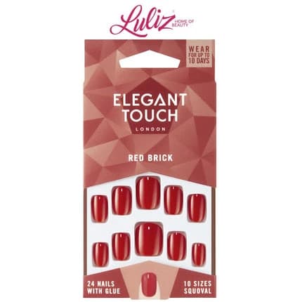 Elegant Touch Red Brick Oval Nails