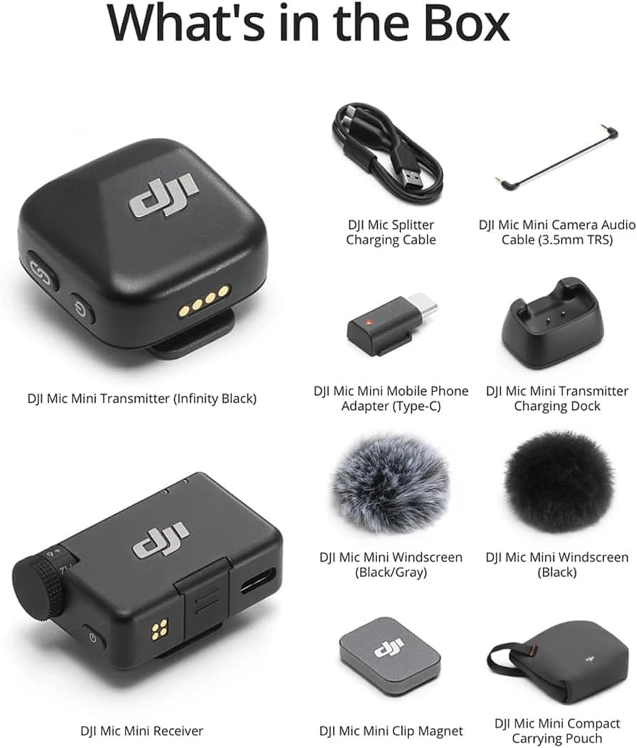 DJI Mic Mini (1 TX + 1 RX) – Wireless Lavalier Microphone