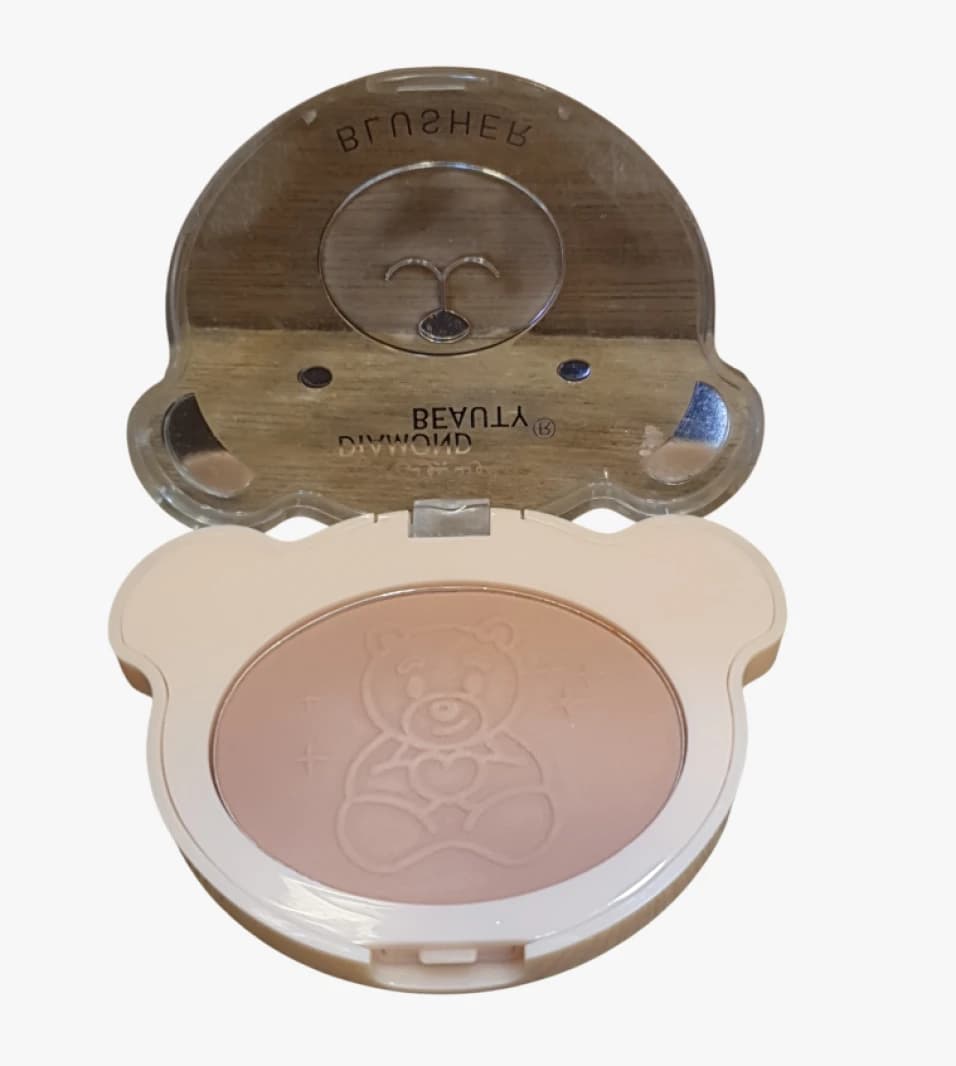 Diamond Beauty Blusher Bear Face Design for Kids and Adults, A Perfect Addition to Any Makeup Routine.
