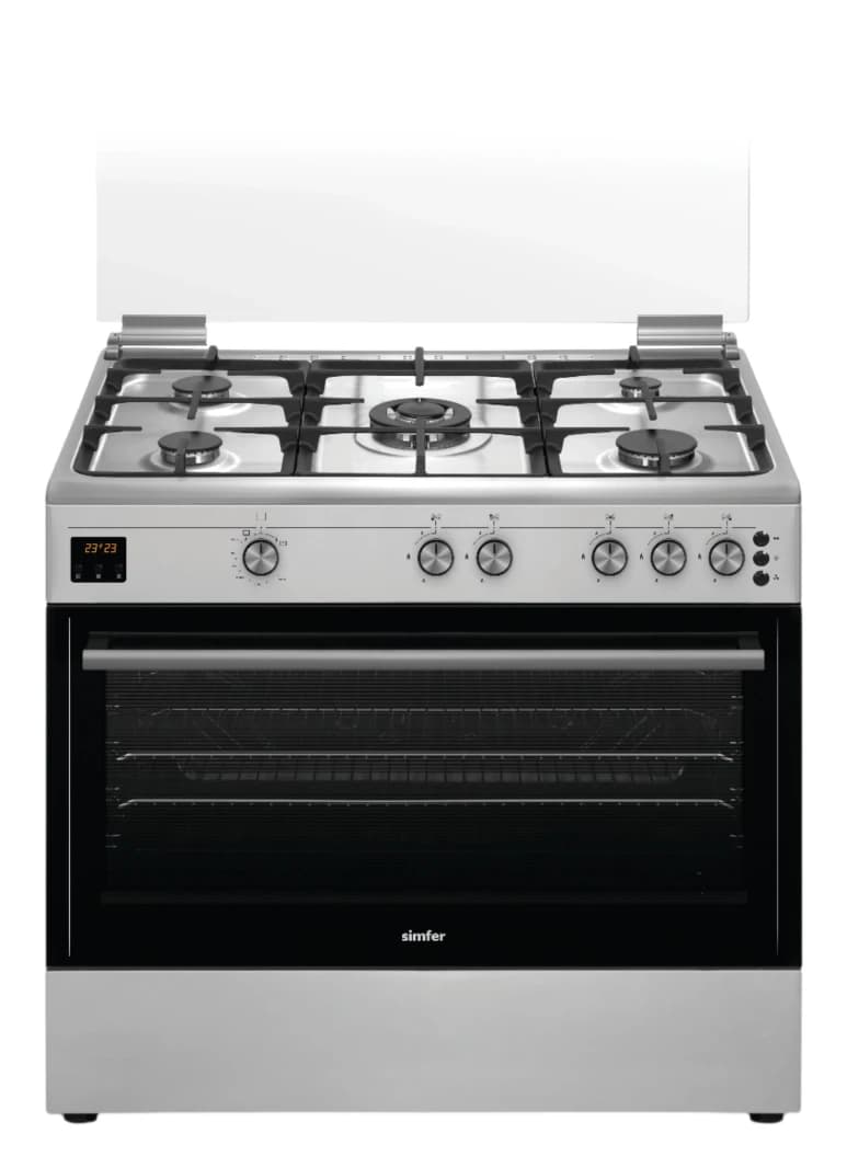 Simfer Gas Cookers 90 cm, Stainless Steel, Full Safety, Fan