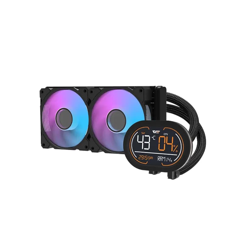 DarkFlash DH240D Liquid CPU Cooler, 240mm Aluminum Radiator, Black