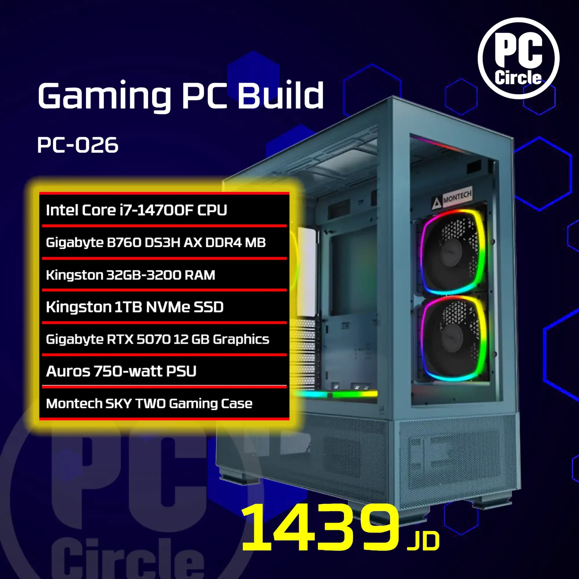 PC-026 Gaming PC Build with 14th Gen i7 and RTX 5070