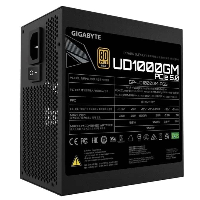 Gigabyte 1000-watt PSU (GP-UD1000GM) 80+ Gold Modular Power Supply