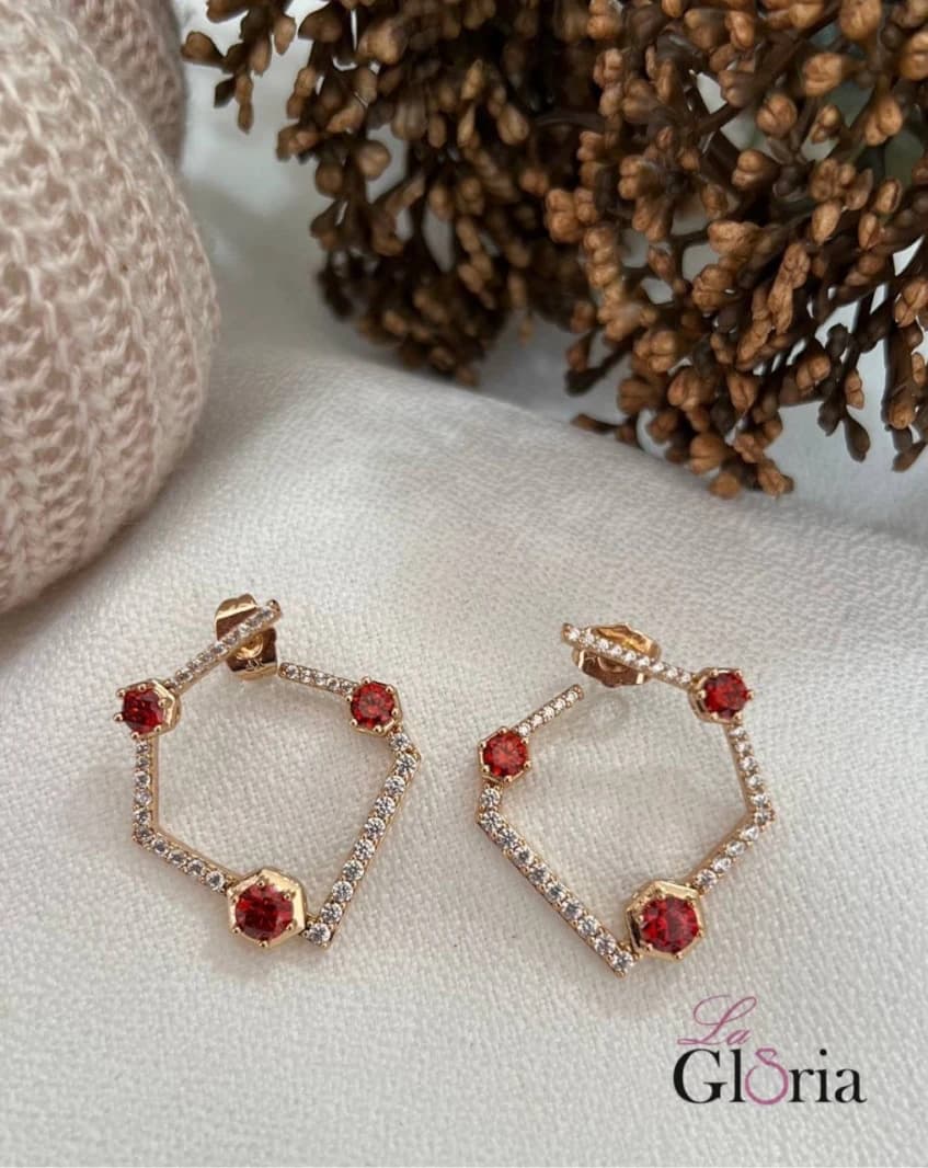 Red Hexagon Earrings