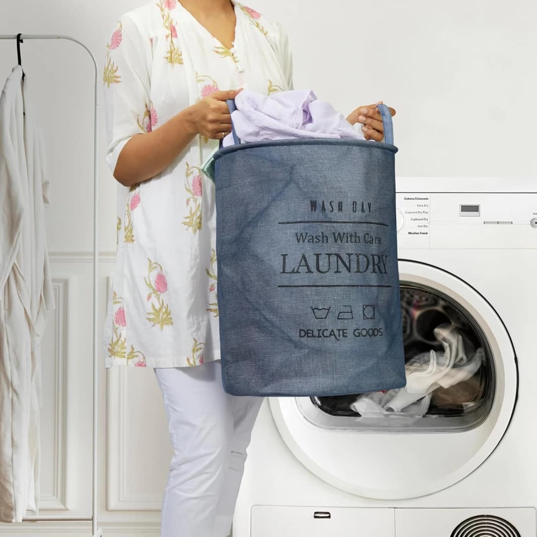 Blue Foldable Laundry Basket