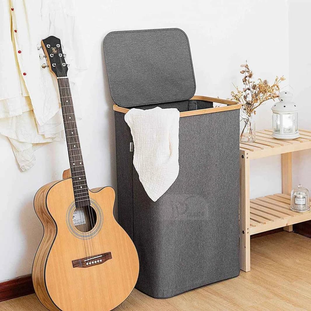 Laundry Basket with Bamboo Handle