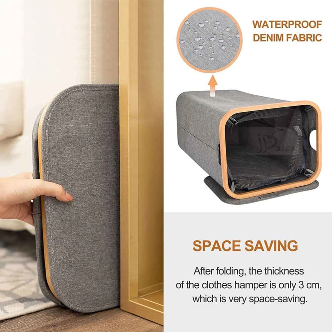 Laundry Basket with Bamboo Handle