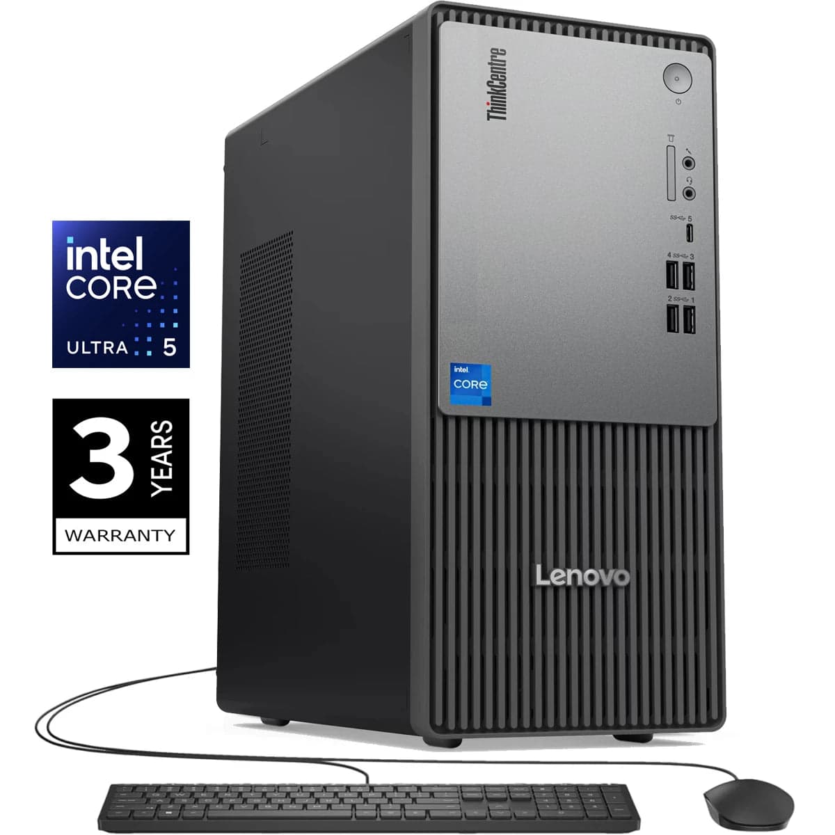 Lenovo ThinkCentre Neo 50t Gen 6 Tower (2025) Intel Core Ultra 5 225 AI Business Desktop - Black