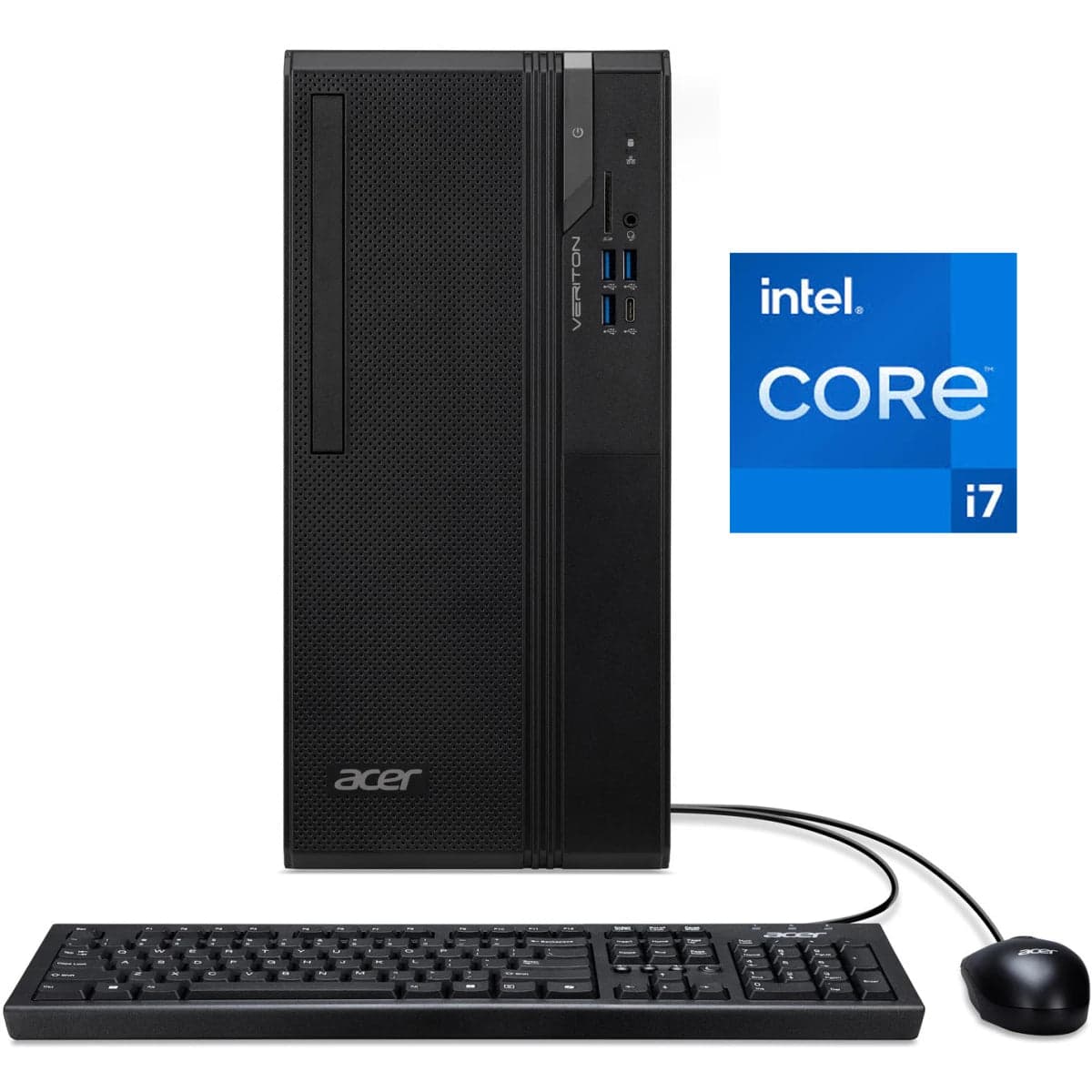Acer Veriton VS2722G (2025) 14Gen Intel Core i7 14700 20-Cores Mini Tower Business Class Desktop - Black