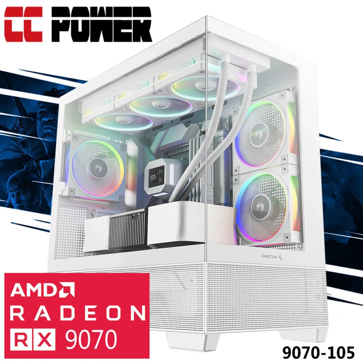 CC Power 9070-105 Gaming PC with 14th Gen Intel I5, AMD Radeon 9070, and Advanced Air Cooler