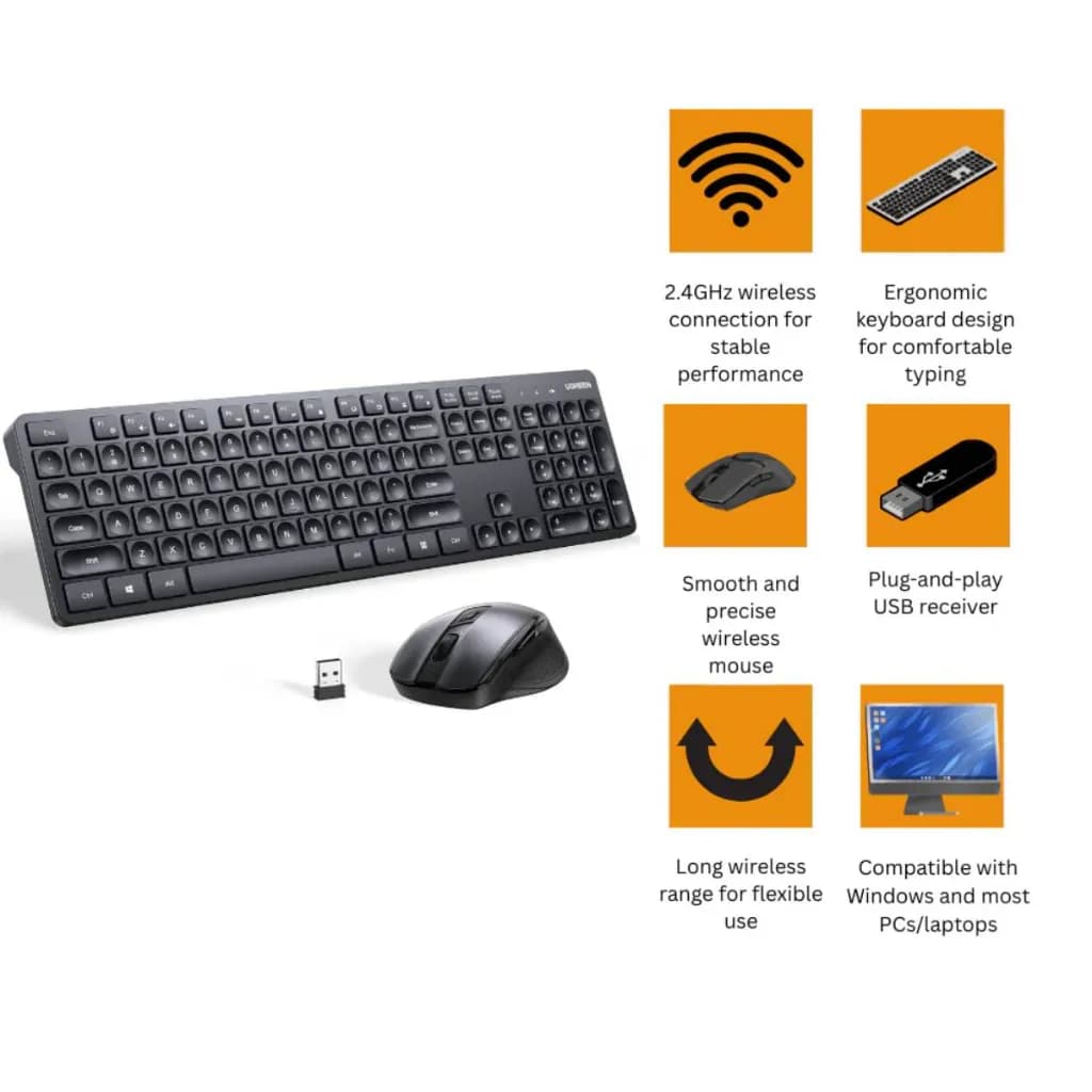 UGREEN MK331 Wireless 2.4GHz Keyboard & Mouse Combo