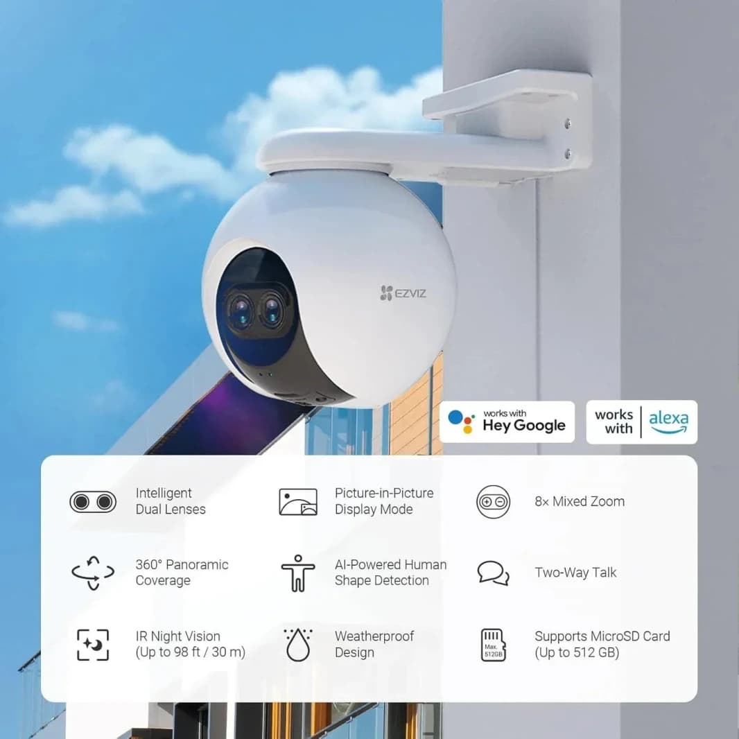 Ezviz Dual-Lens Weatherproof Wi-Fi Camera 2MP | C8PF