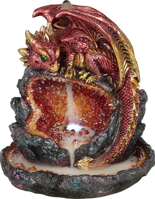 Red Dragon Backflow Incense Burner with Light