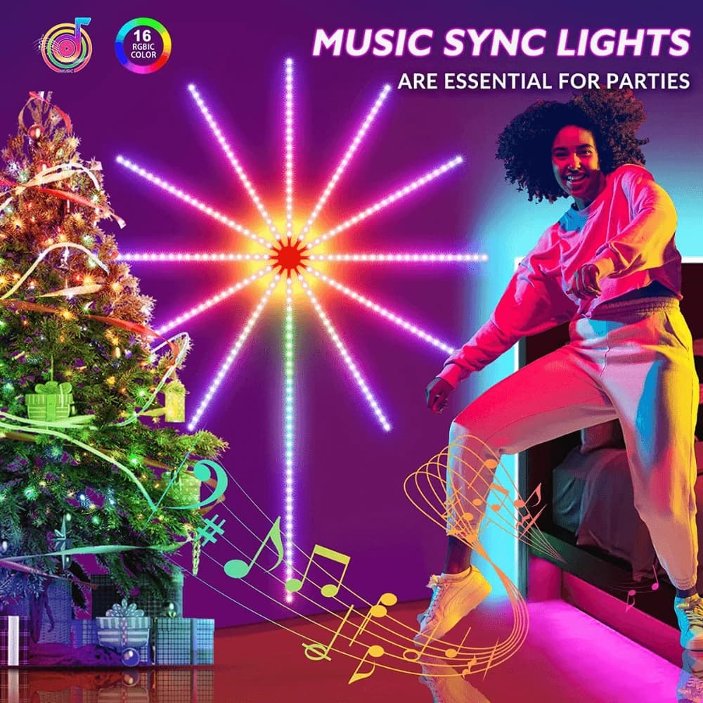 Firework LED Strip Lights Music Sync Bluetooth with Remote