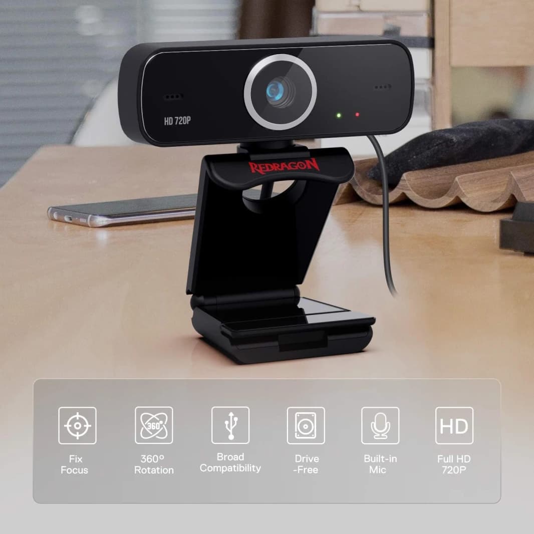 Redragon Webcam for Gamers and Streamers Fobos 2 720p Gw600-1