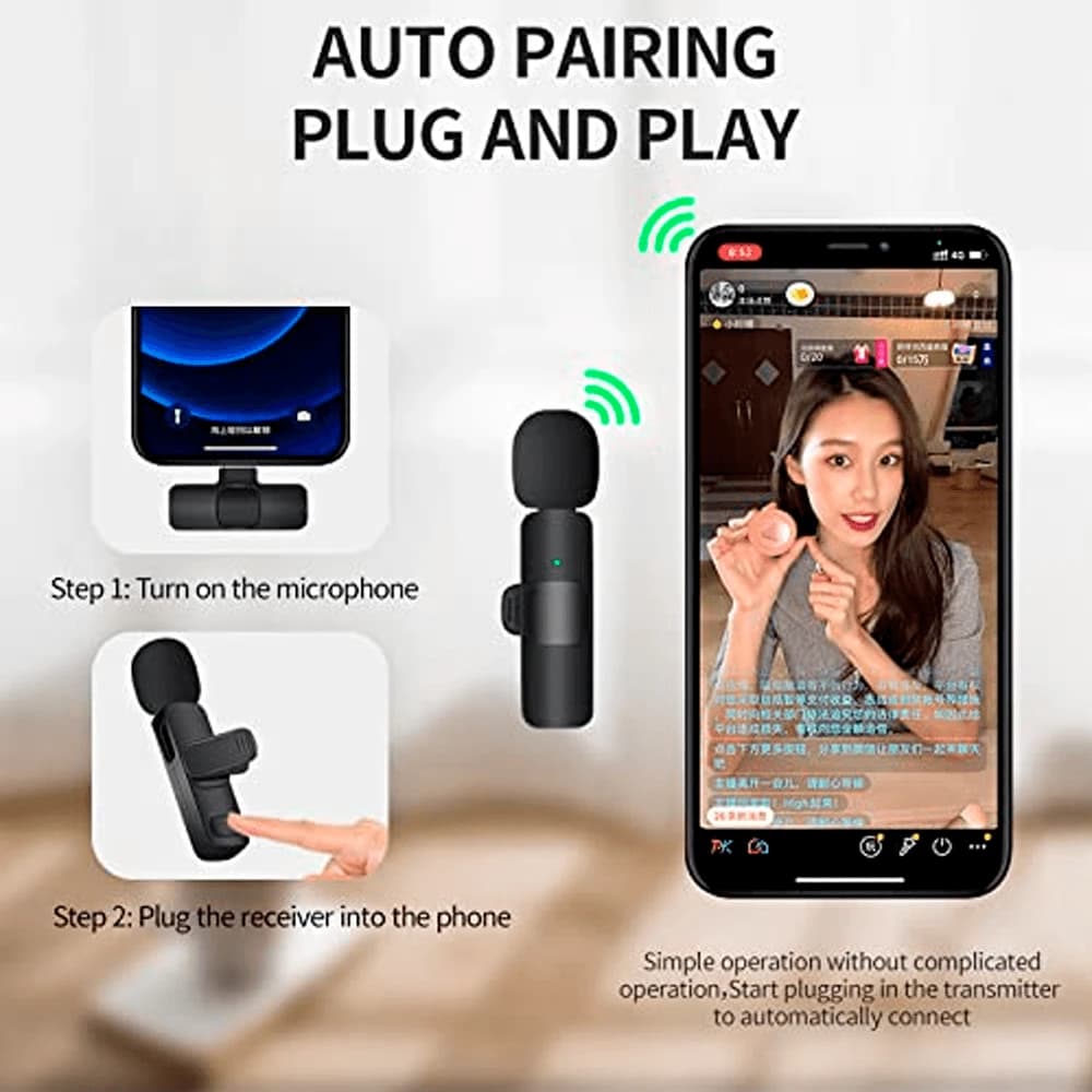 K8 Wireless Collar Mic for iPhone/Android & Type C