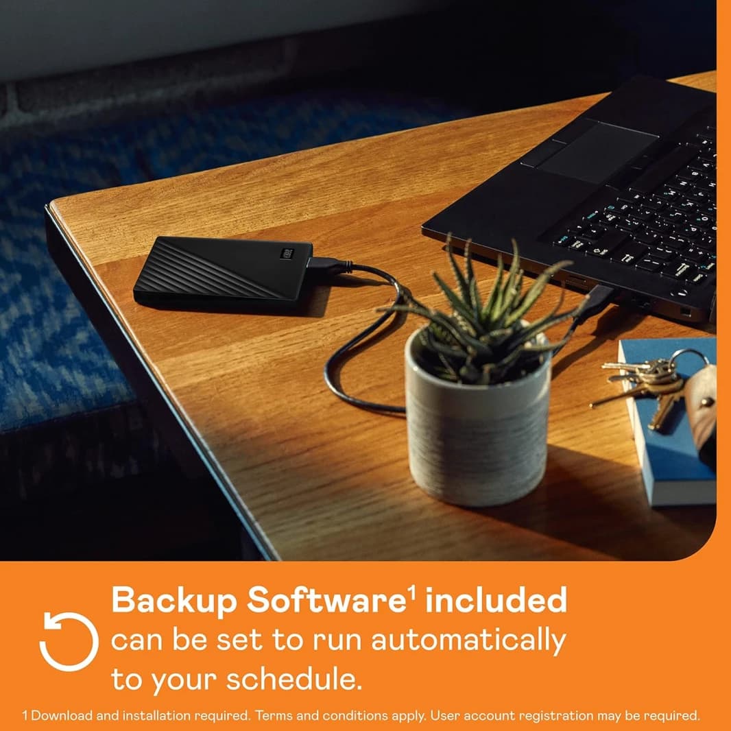 WD (1/2)TB My Passport, Portable External Hard Drive, Black, Backup Software