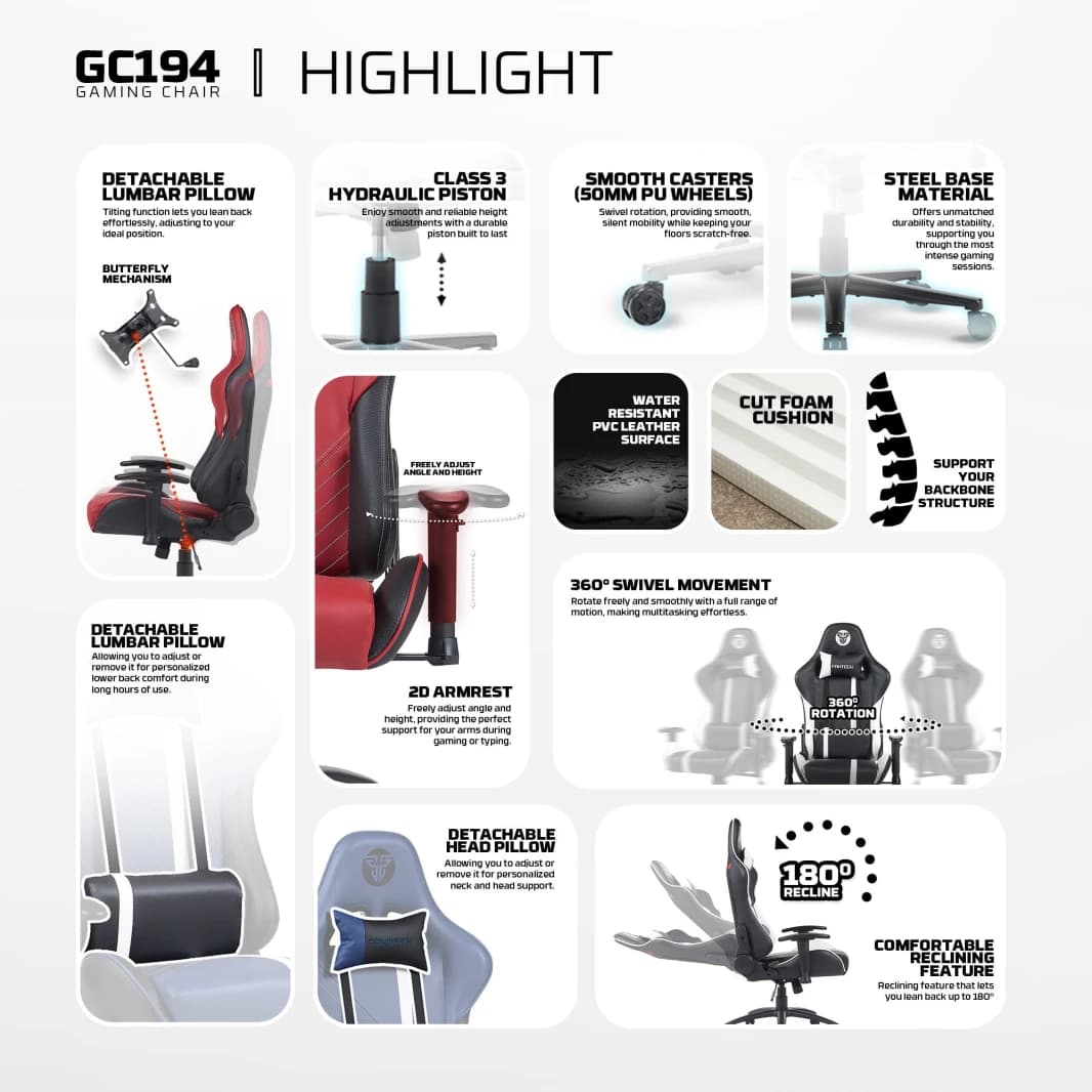 FANTECH GC194 Gaming Chair - Blue