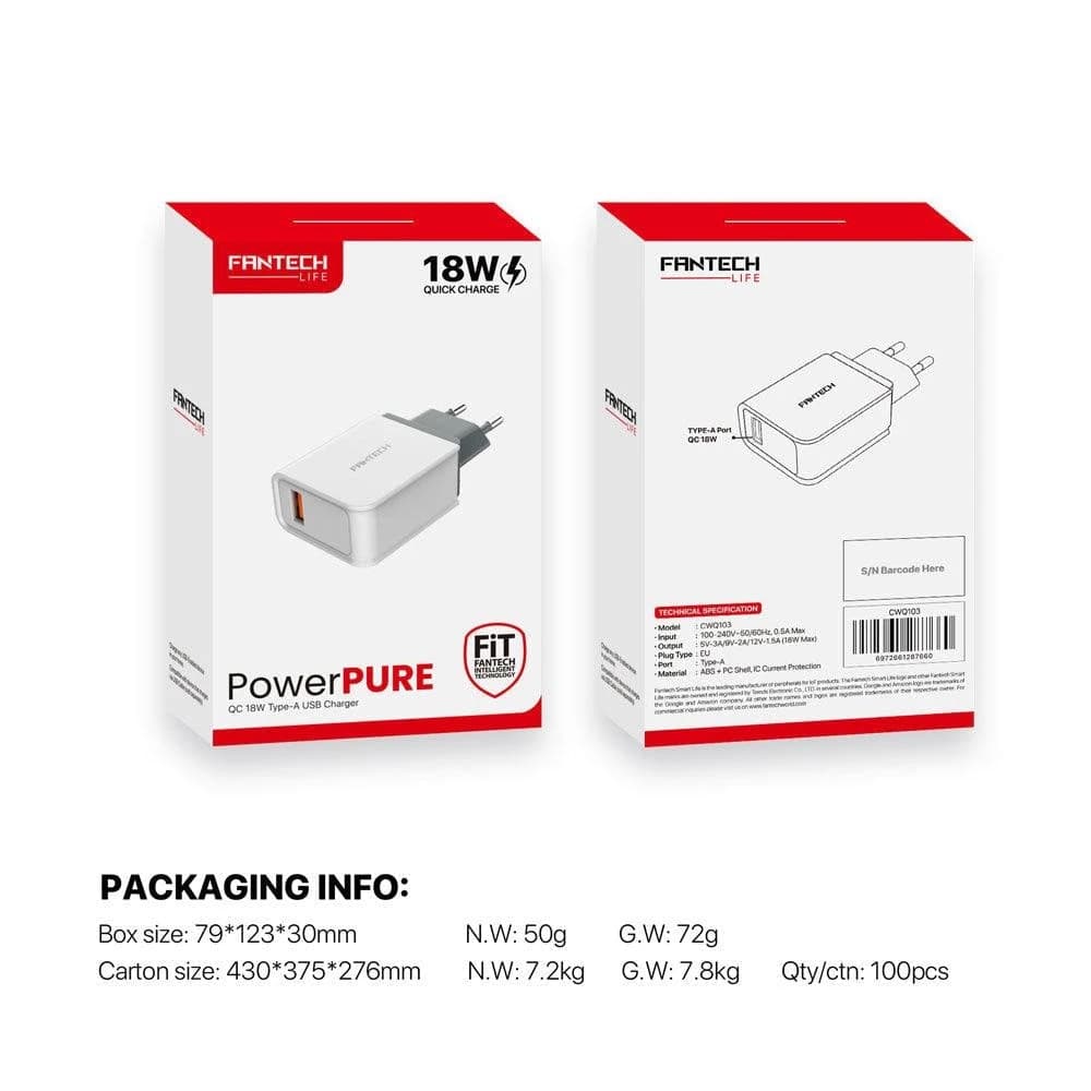 Fantech CWQ103 PowerPure USB Charger 18W
