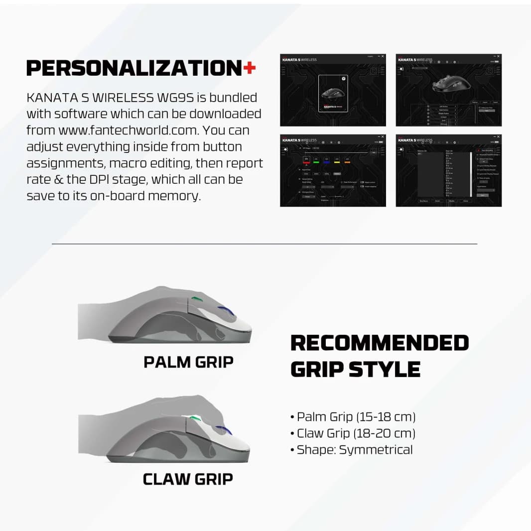 Fantech Kanata WG9s Super Maxfit Wireless Gaming Mouse - Dual Mode Connection