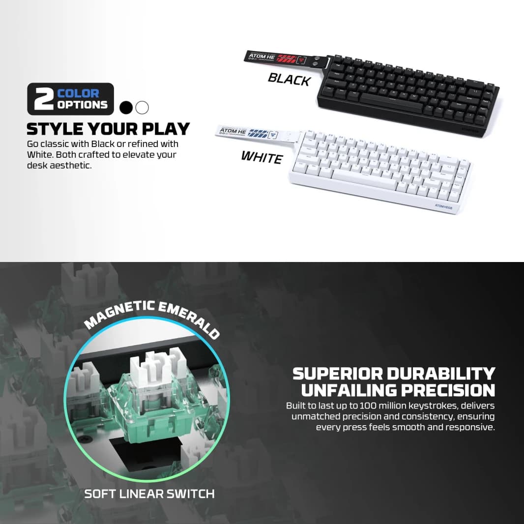 Fantech Magnetic Switch Keyboard ATOM HE68 Series MK811, White