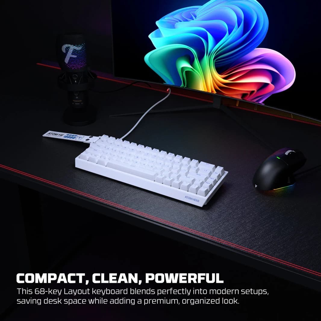 Fantech Magnetic Switch Keyboard ATOM HE68 Series MK811, White