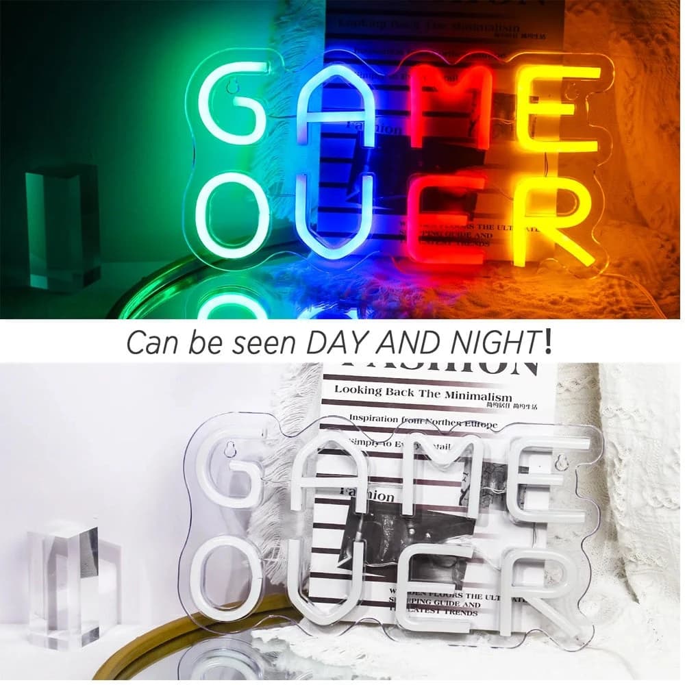LED Game Over Neon Sign Decor