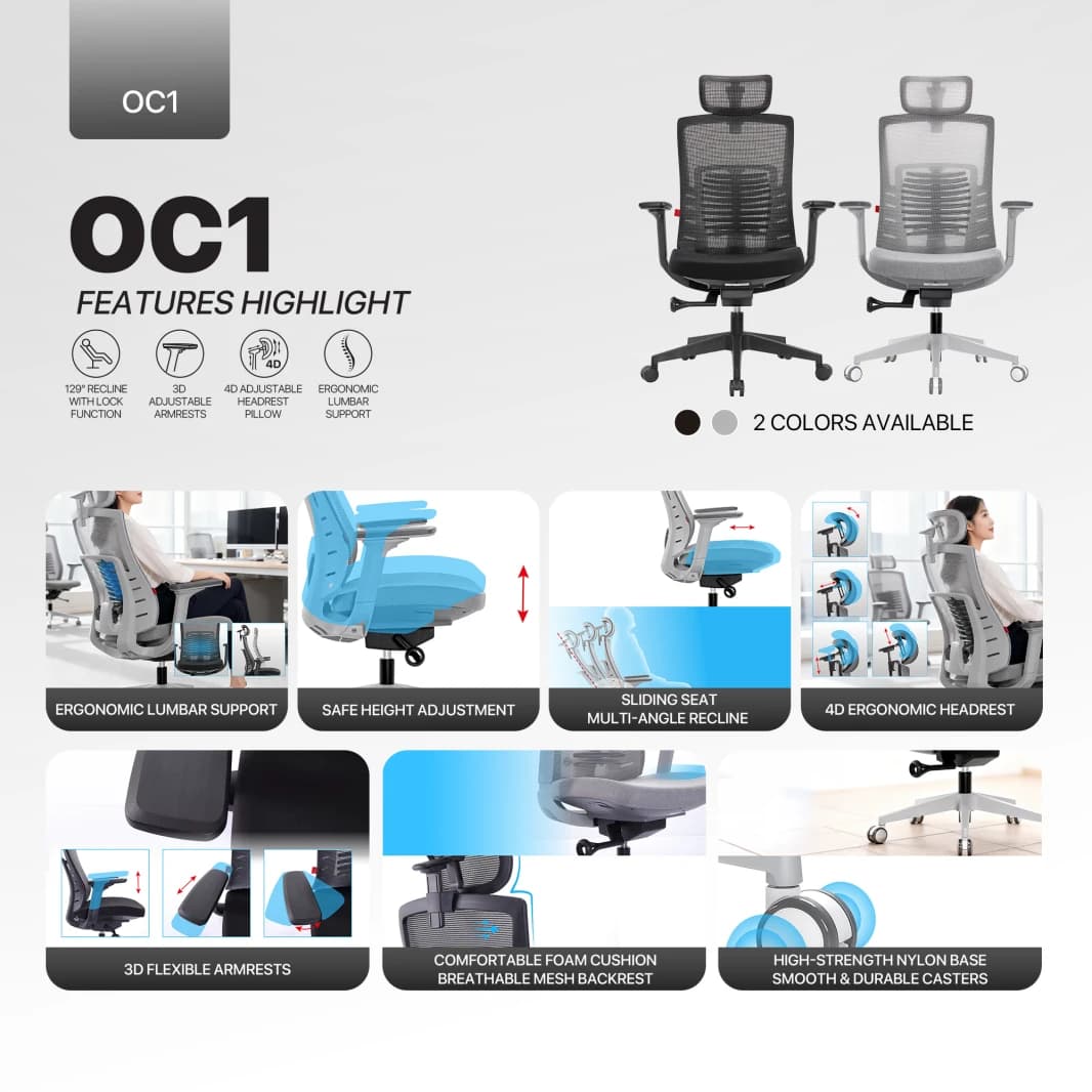 FANTECH OC1 Ergonomic Office Chair Black