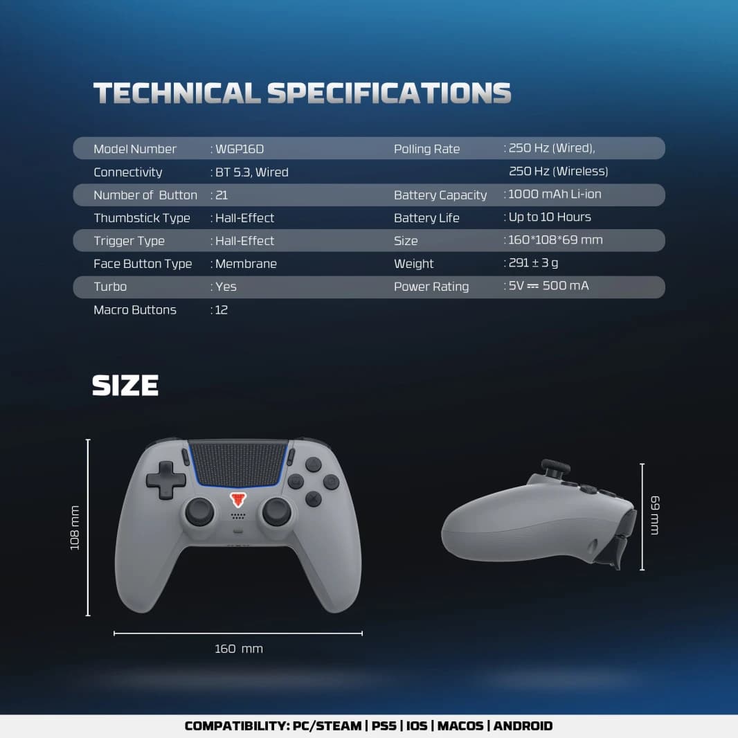 Fantech NOVA II D WGP16D Controller Hall Effect (PS5)