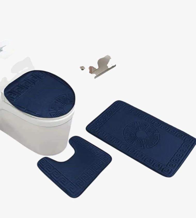 Luxurious 3-Piece Bathroom Set in Blue, Beige and Gray with Elegant Design for Every Taste.