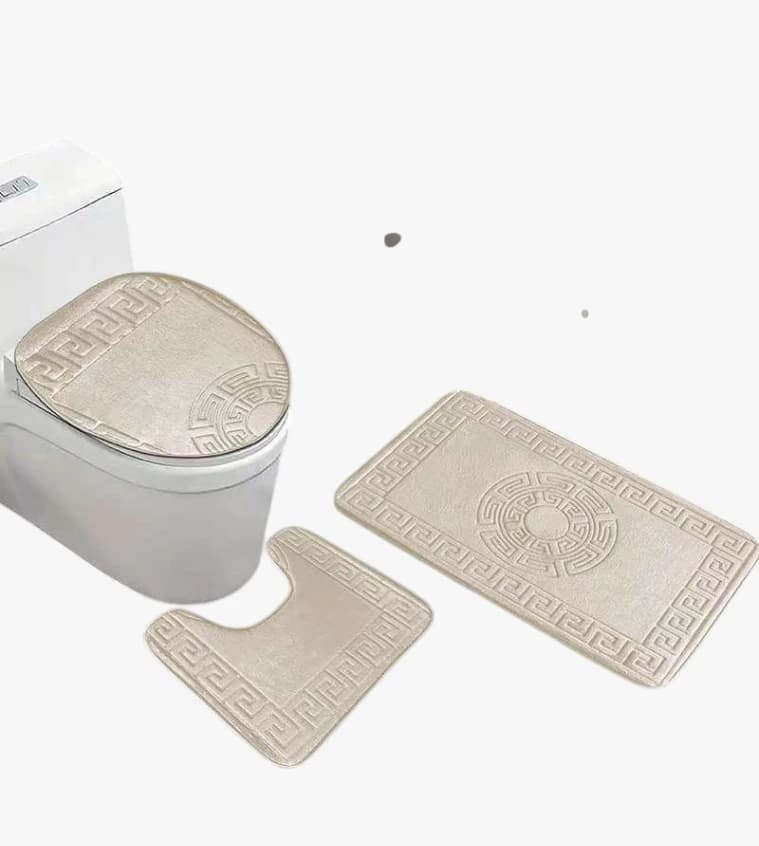 Luxurious 3-Piece Bathroom Set in Blue, Beige and Gray with Elegant Design for Every Taste.