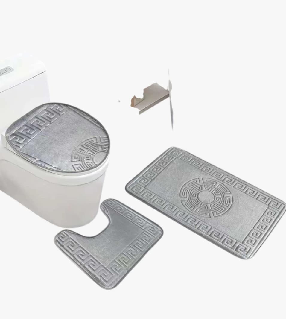 Luxurious 3-Piece Bathroom Set in Blue, Beige and Gray with Elegant Design for Every Taste.