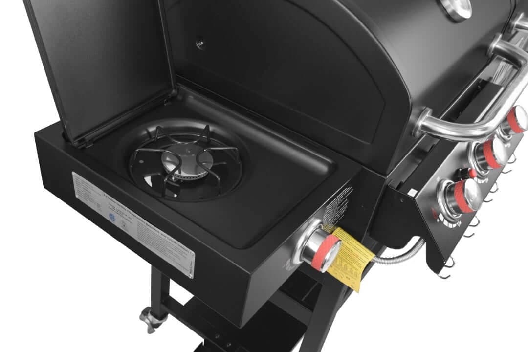 3-Burner Gas & Charcoal Combo Grill with Offset Smoker