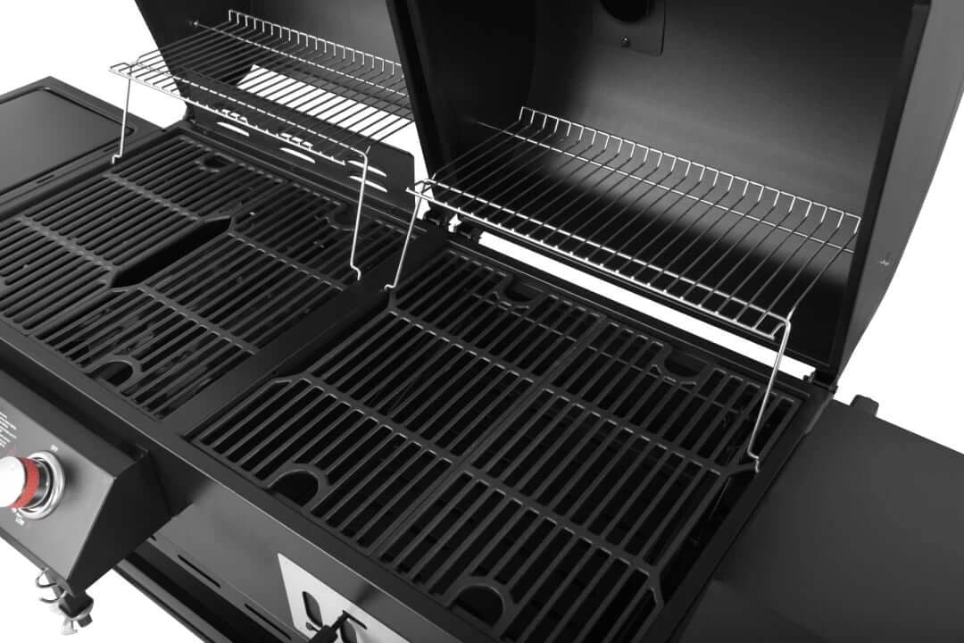3-Burner Gas & Charcoal Combo Grill with Offset Smoker