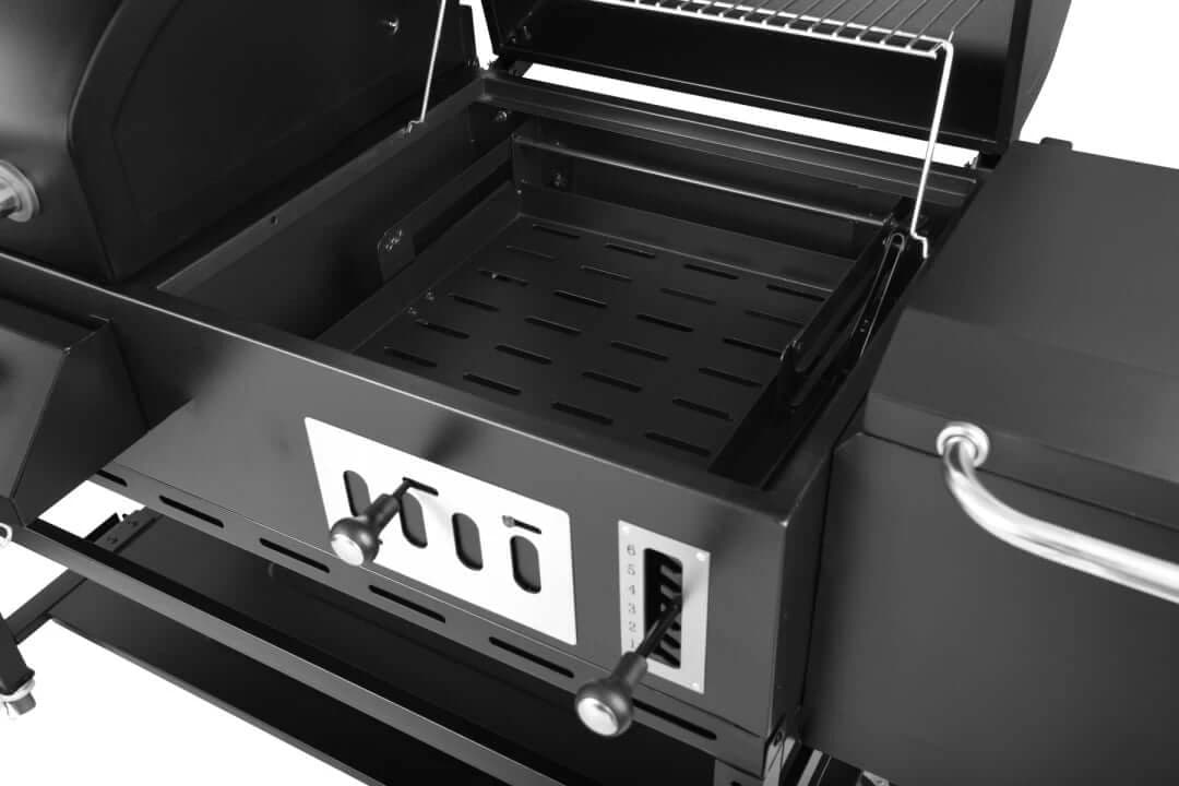 3-Burner Gas & Charcoal Combo Grill with Offset Smoker