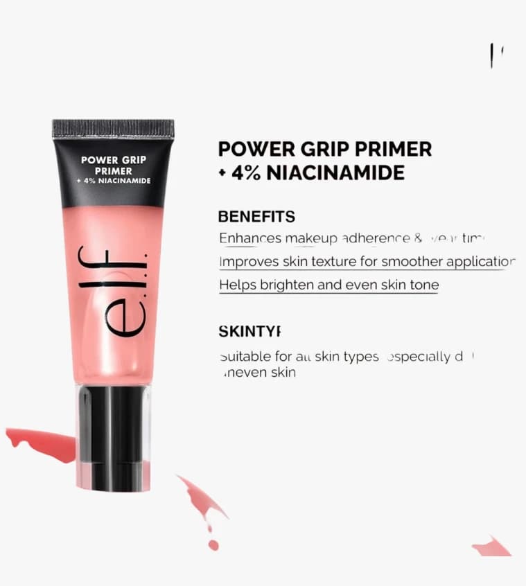 e.l.f. Power Grip Primer with 4% Niacinamide, Engineered for Perfect Skin Grip and Long-Lasting Makeup Application ELF