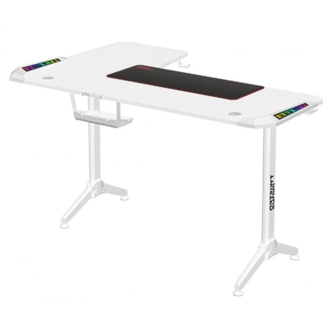 Twisted Minds WARRIOR L Shaped Gaming Desk RGB (Right) WHITE, P2 Carbon Fiber