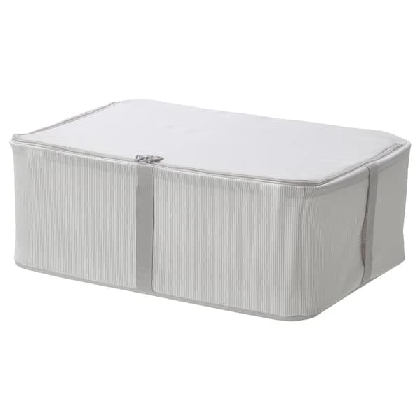 Storage case, fabric striped/white/grey, 69x51x19 cm