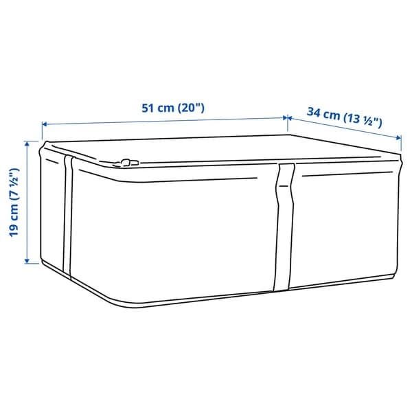 Storage case, fabric striped/white/grey, 69x51x19 cm