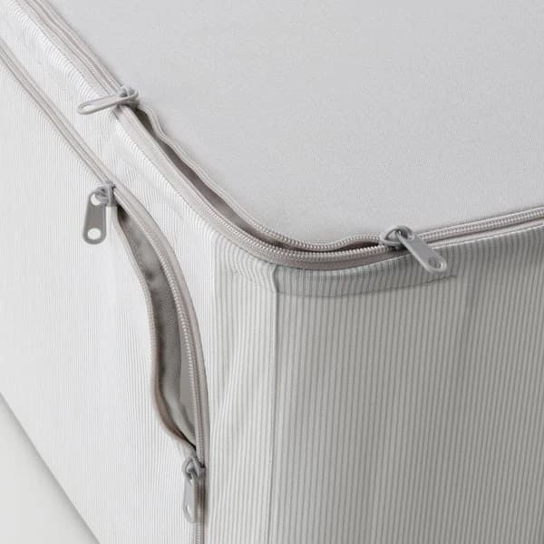 Storage case, fabric striped/white/grey, 69x51x19 cm