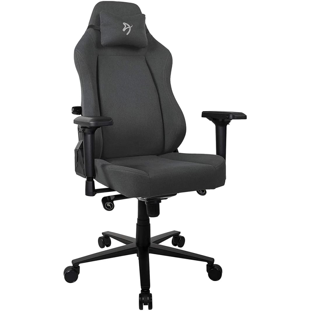 Arozzi Primo Premium Woven Fabric Gaming/Office Chair Built in Lumbar Support Chair - Black w/ Grey Logo