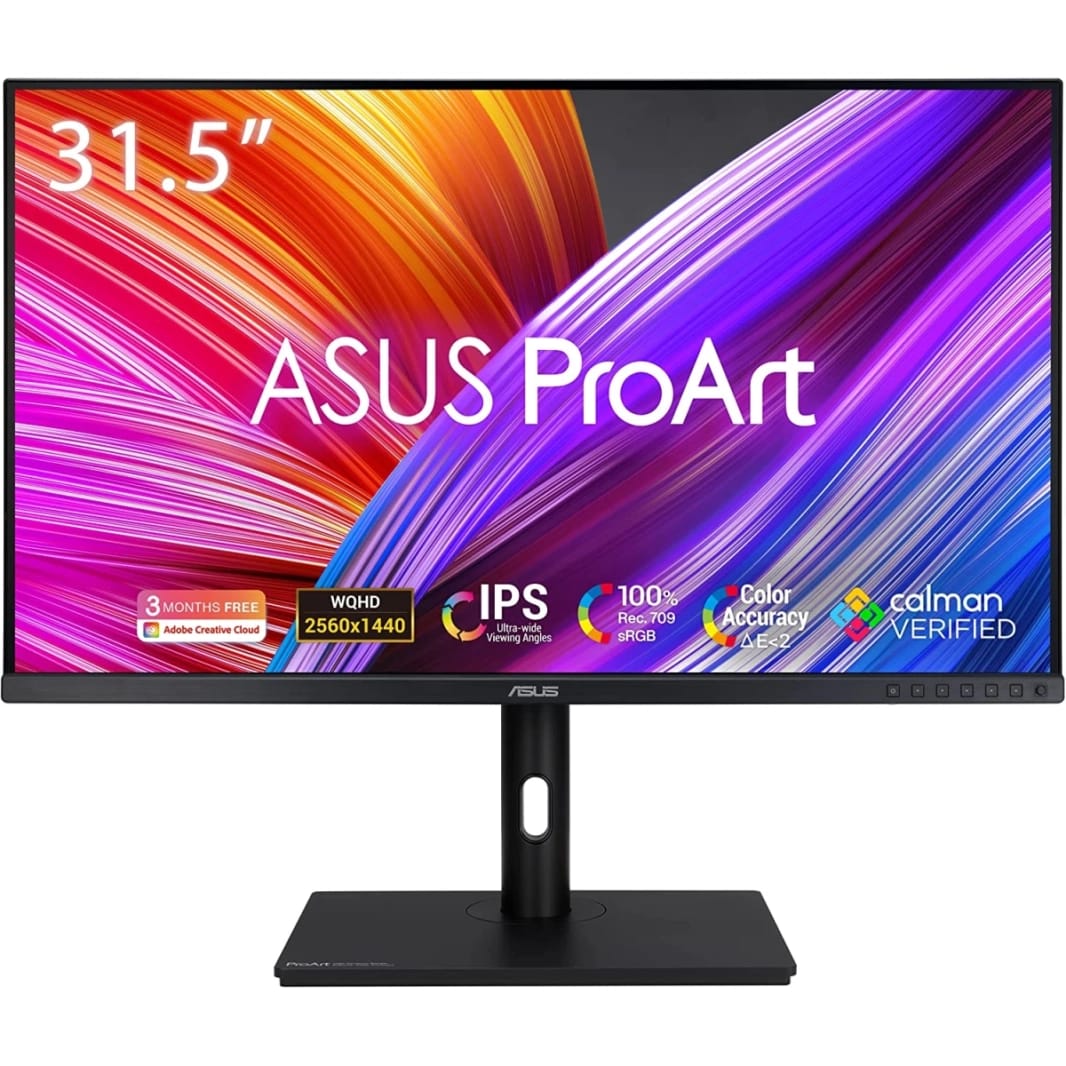 ASUS PROART PA328QV 31.5 "IPS 2K 100 ٪ SRGB 100 ٪ REC.709 دقة اللون دلتا E <2 Calman REAVE TEPLISE