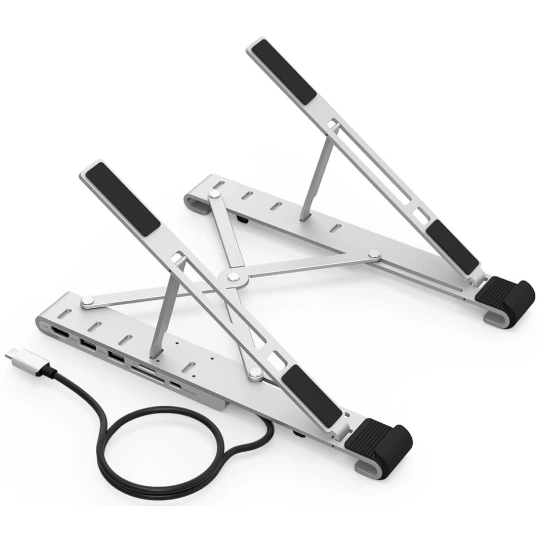 Choetech HUB-M43-V1 9-IN-1 Collapsible Laptop Stand w/ USB C HUB DockingStation  TYPE-C PD 60W , HD 4K 60HZ ,RJ45 , 4X USB & SD TF Card Reader