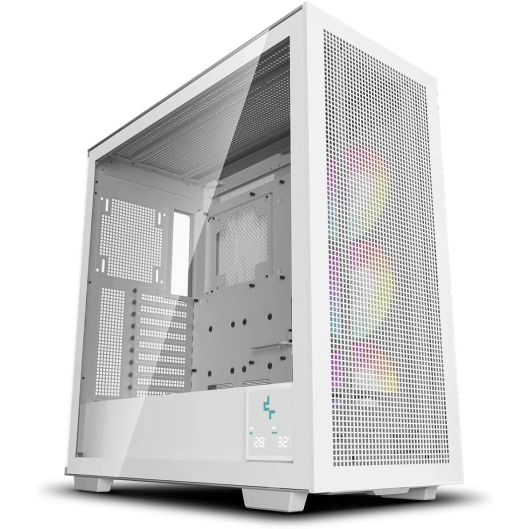 DeepCool Morpheus ATX+ Modular Airflow Housing w/ Vertical Mount & Gen 4 Riser Cable Tempered Glass 4x Trinity 140mm ARGB Fans - White