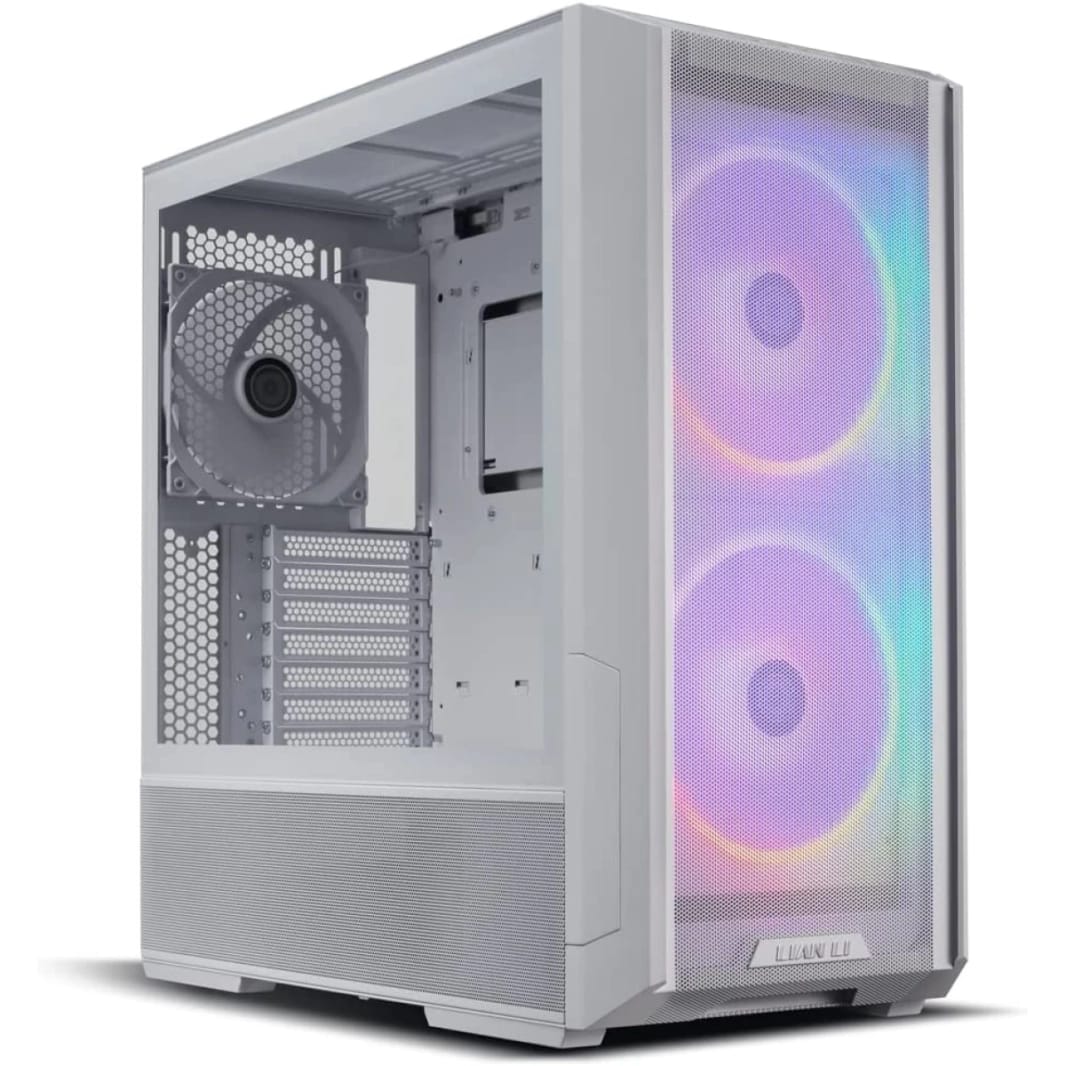 LIAN LI Lancool 216RW MESH High Airflow ARGB Mesh Front Panel w/ 3 PWM Fans w/ USB Type-C - White