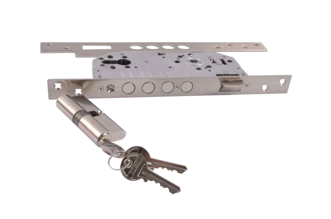 Door Lock w/Cylinder Silver 45mm 4MR/Regular Profile