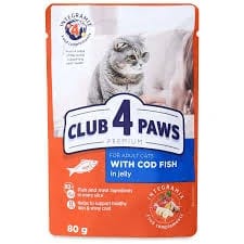 CLUB 4 PAWS PREMIUM " WITH COD FISH IN JELLY " 80G  - /80g
