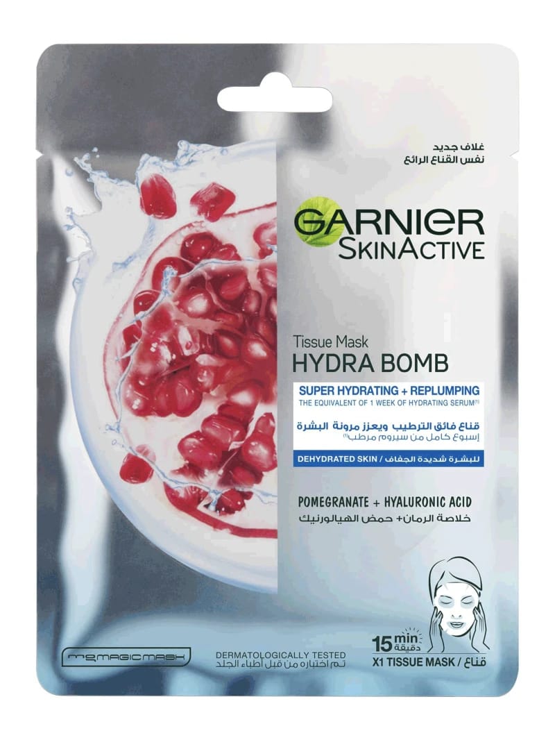 Garnier قناع الأنسجة المرطب والمجدد للبشرة الجافة - الرمان