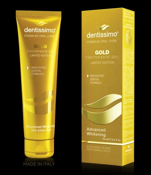 Dentissimo معجون أسنان جل التبييض المتقدم الذهبي إيطاليا
