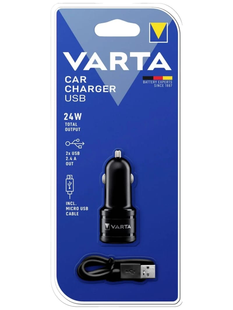 Varta Port Car Charger 57931 2xusb & Cable